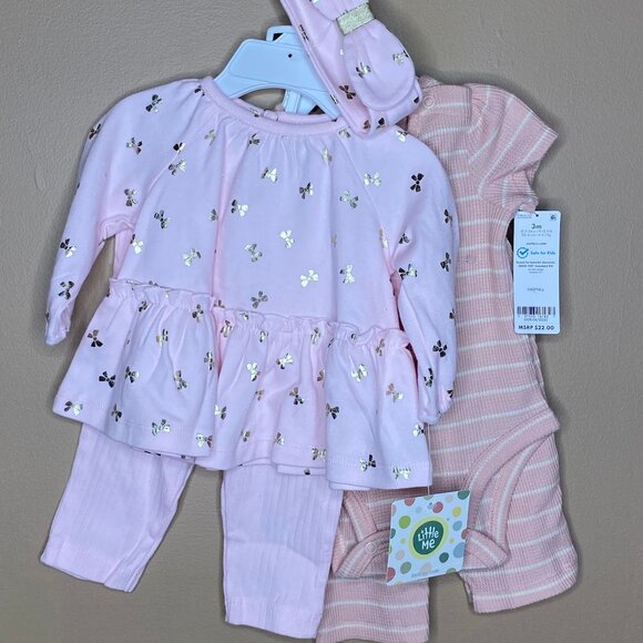 2 Pink Baby Girl Infant 3 Month Old Sets - Picture 1 of 12